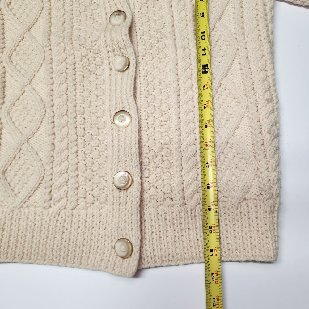 Vintage 1990s Irish Aran Wool Cardigan Teresa's Cottage Donegal Small Cable Knit - Picture 6 of 8
